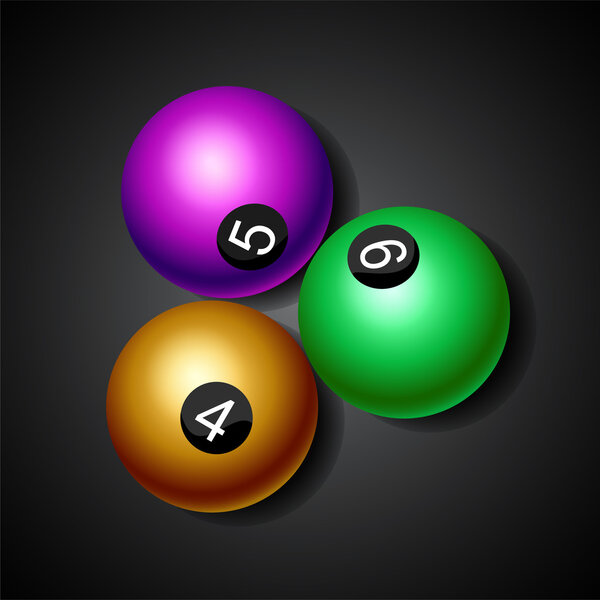 Billiard balls on black background