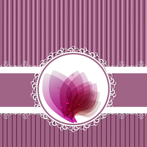 Pink vintage label vector frame with abstract image inside