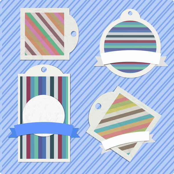 Vector set of striped frames on blue background