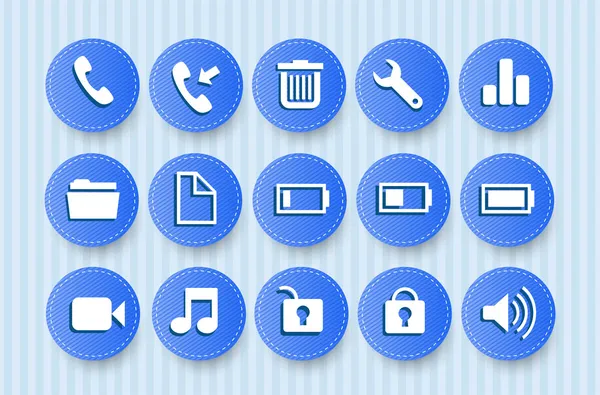 Icons Mobile Phone Blue Background — Stock Vector