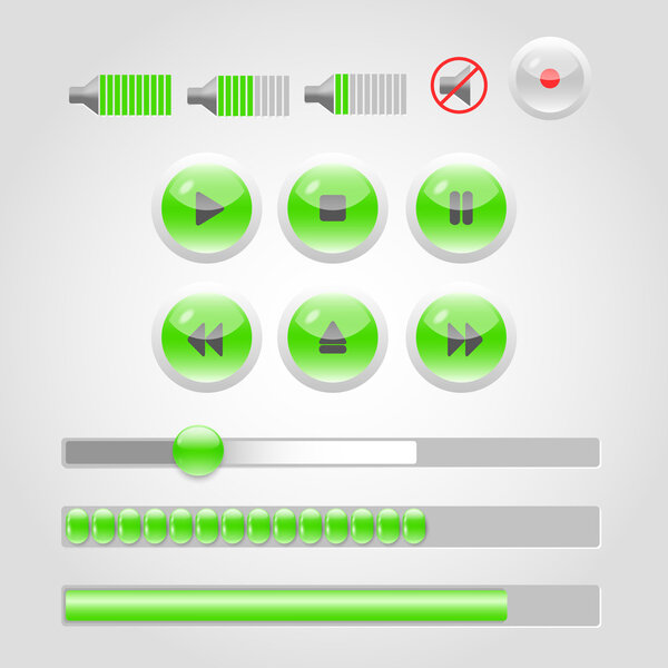 Media player buttons collection. Vector design elements