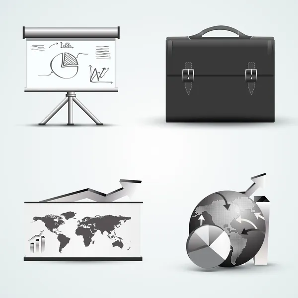 Cuatro Iconos Negocio Diferentes — Vector de stock