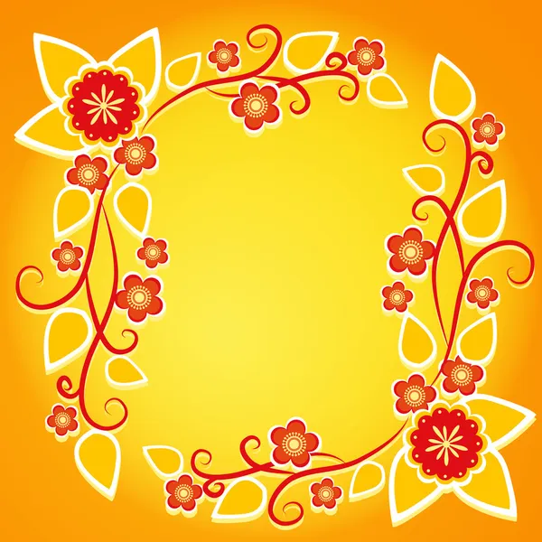 Floral Frame Orange Background Element Design Vector Illustration — Stock Vector