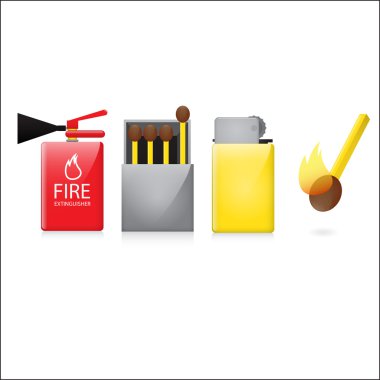 Four fire symbols, vector illustration  clipart