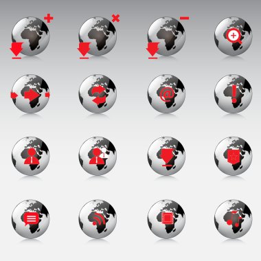vector globe  icons set, vector clipart