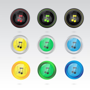 Music note button. Set of vector clipart