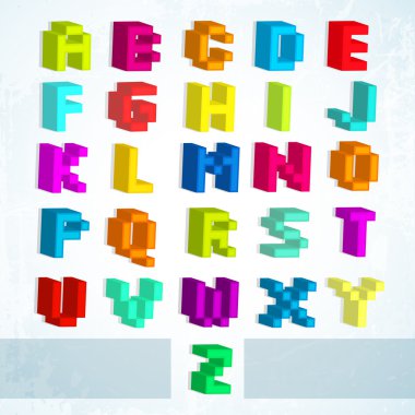 Multicolored blocks alphabet. Vector illustration. clipart