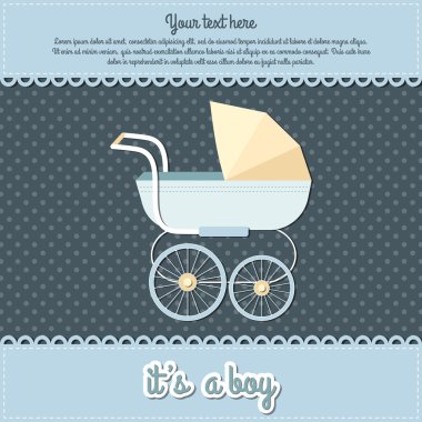 Baby boy arrival announcement card vector illustration clipart
