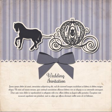 Vintage horse carriage invitation template vector illustration clipart