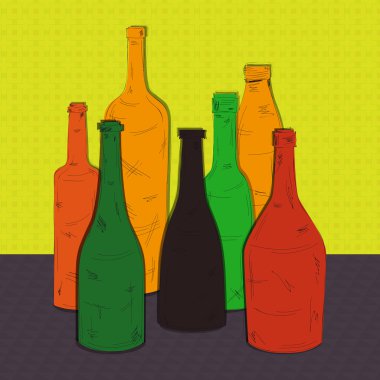 Colorful bottles vector illustration clipart