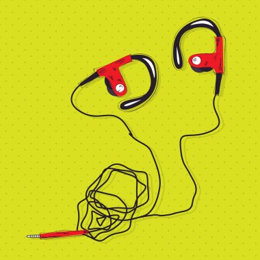 red earphones vector illustration clipart