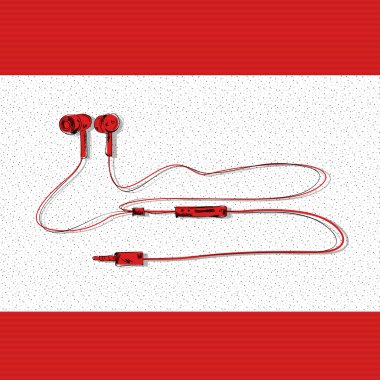 red earphones vector illustration clipart