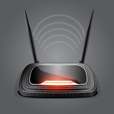 Web dalgalar kablosuz wi-fi router modem. vektör çizim