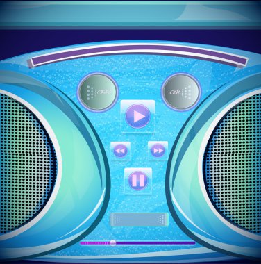 Set of stereo CD mp3 radio recorder boombox. Vector illustration clipart