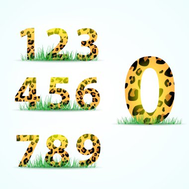 Numbering with panther skin texture. Vector illustration clipart