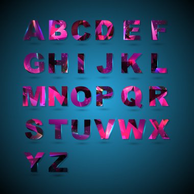Abstract alphabet on blue background clipart