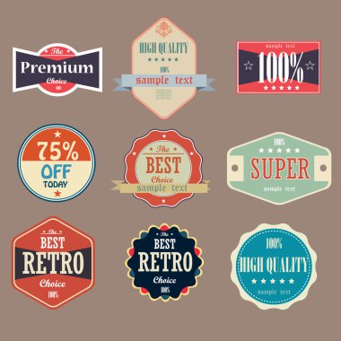 Collection of Vintage High Quality labels clipart