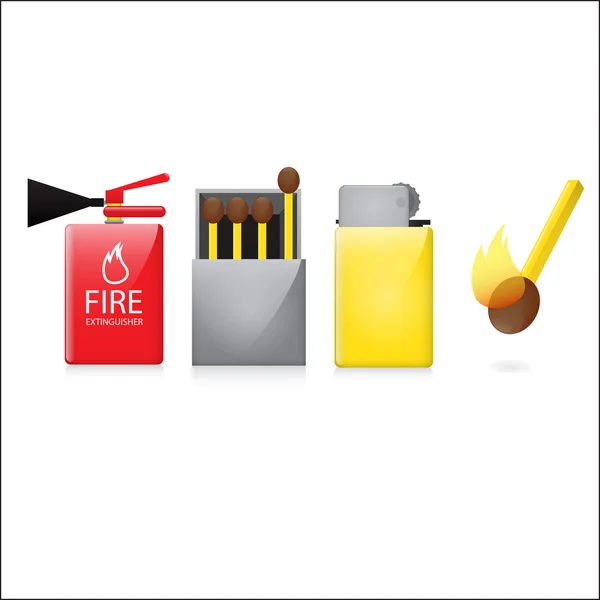 Cuatro Símbolos Fuego Ilustración Vectorial — Vector de stock