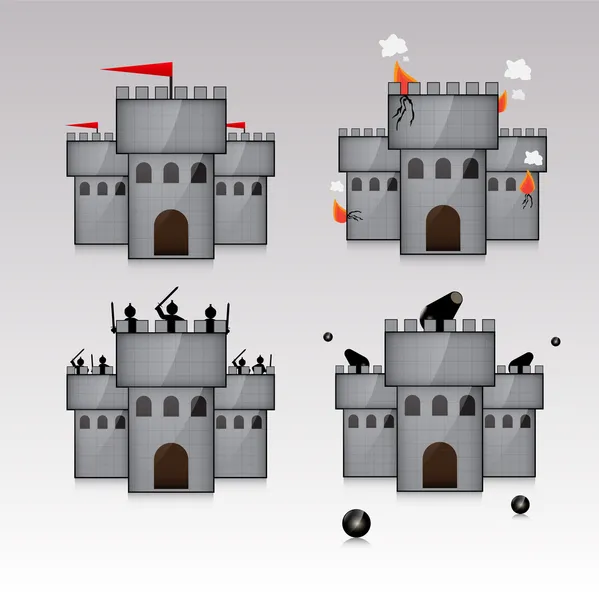 城堡和枪支的内核 矢量插画 — 图库矢量图片