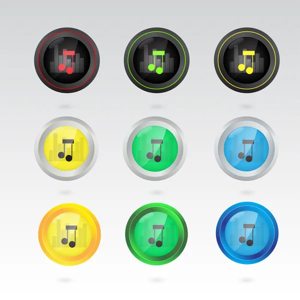 Music Note Button Set Vector — Stock Vector