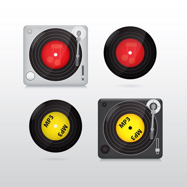 Vynil disk record. Set of vector