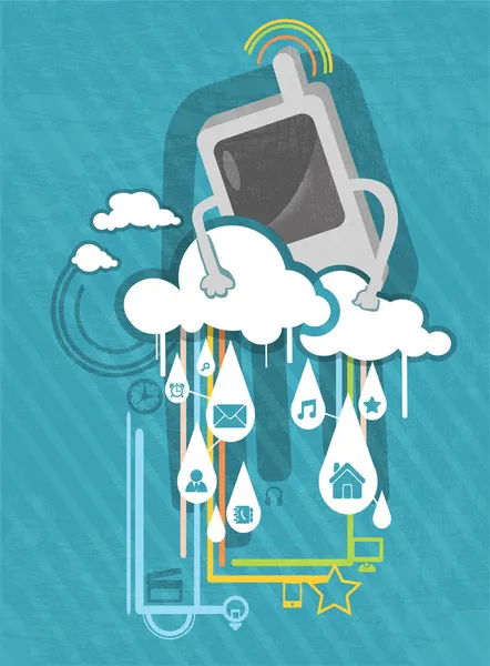 Telefoon Met Een Wolk Vectorillustratie — Stockvector