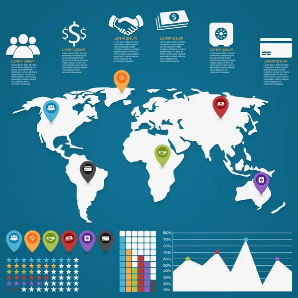 Elementos Infografía Empresarial Vector Ilustración — Vector de stock