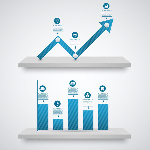 Business graph with arrow vector illustration
