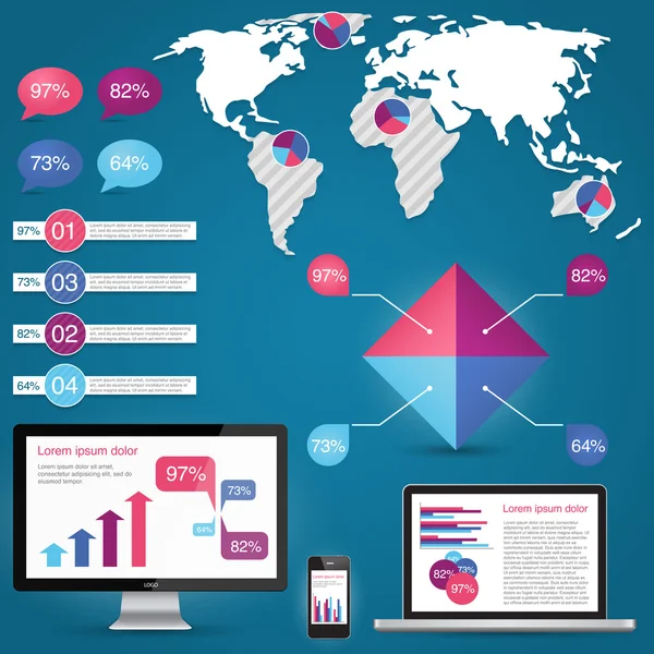 Ilustração Vetorial Elementos Infográficos Negócios —  Vetores de Stock