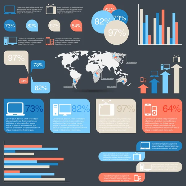 Ilustração Vetorial Elementos Infográficos Negócios — Vetor de Stock