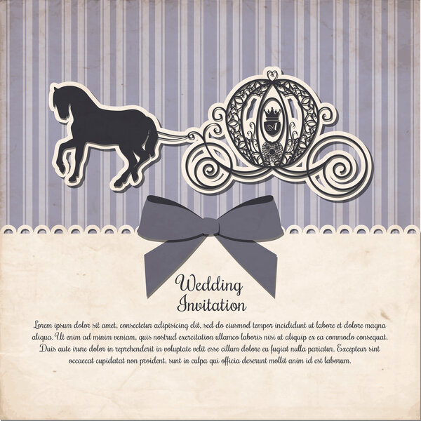Vintage horse carriage invitation template vector illustration