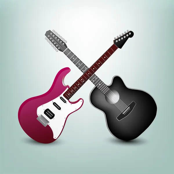 Guitarra Acústica Guitarra Elétrica Vetor Ilustração — Vetor de Stock