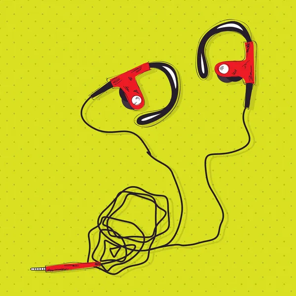 Auriculares Rojos Vector Ilustración — Archivo Imágenes Vectoriales