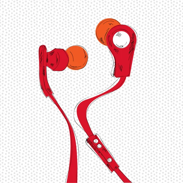 Vector Illustration Red Earphones — Stock Vector