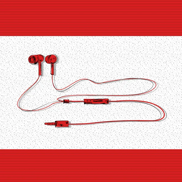 Red Earphones Vector Illustration — Stock Vector