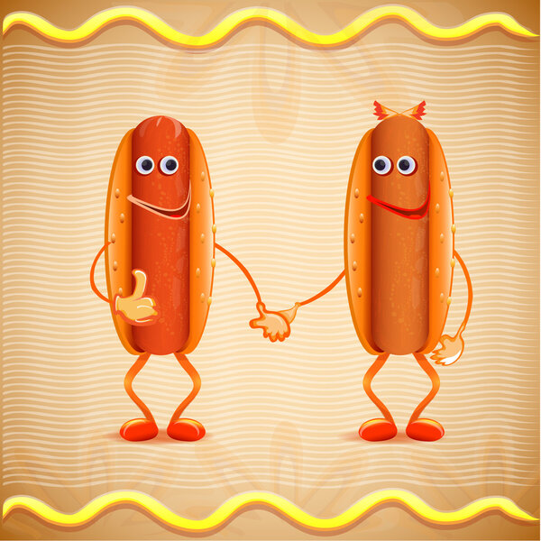 Two hotdogs vector illustration
