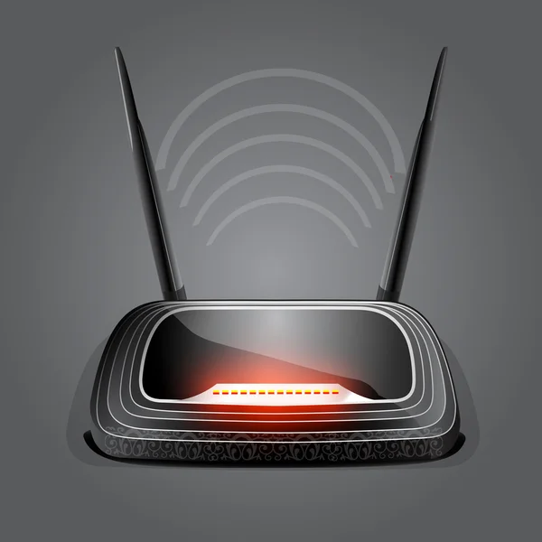 Ondas Web Módem Router Inalámbrico Ilustración Vectorial — Vector de stock