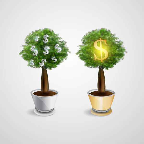 Money Trees Vector Illustration — Stock Vector