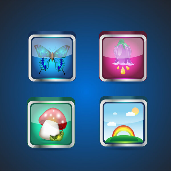 Seasons set of square dim icons. Vector illustration