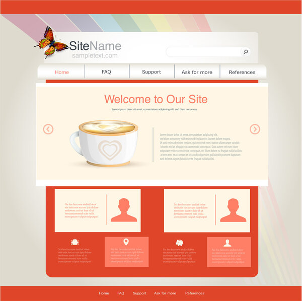 Vector website design template for cafe or restaurant