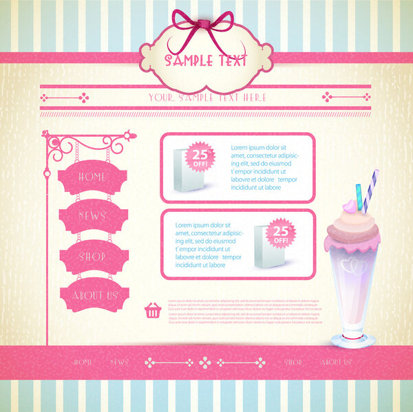 Vector website design template for cafe or restaurant