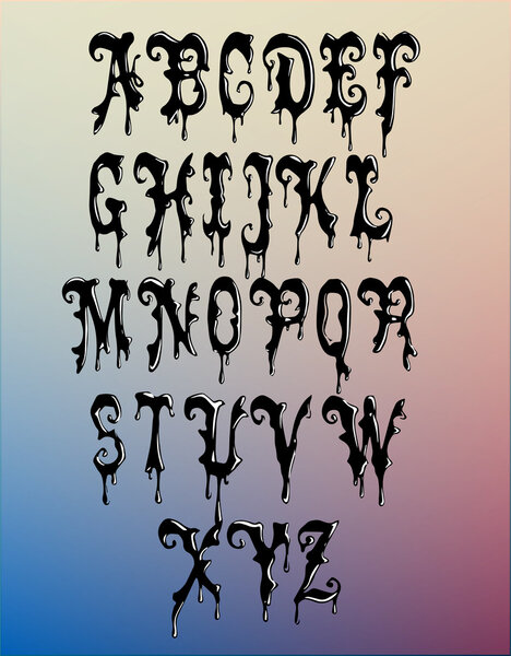 Black wax alphabet vector illustration