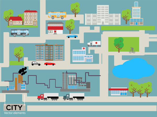 Cartoon city vector illustration