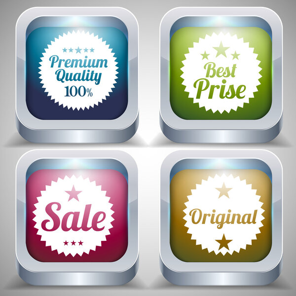Set of label. Best price, Premium quality, Sale, Original label. Vector illustration