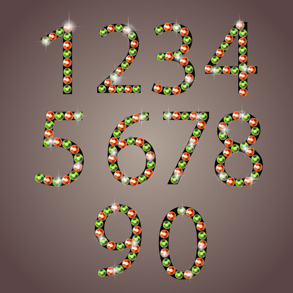 Diamond numbers set vector illustration