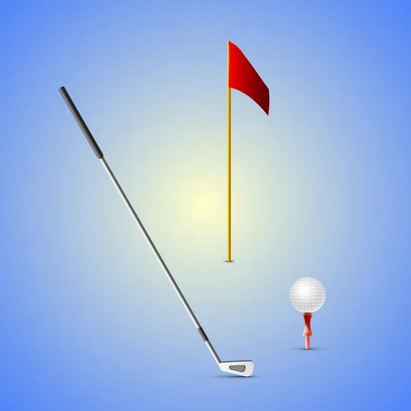 Uppsättning Golfutrustning Vektor Illustration Isolerade Blå Bakgrund — Stock vektor