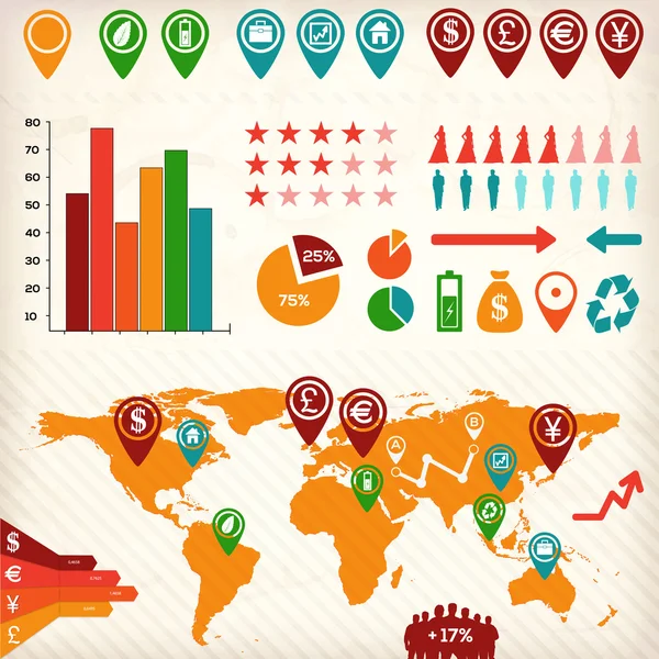 Ilustração Vetorial Elementos Infográficos Negócios — Vetor de Stock