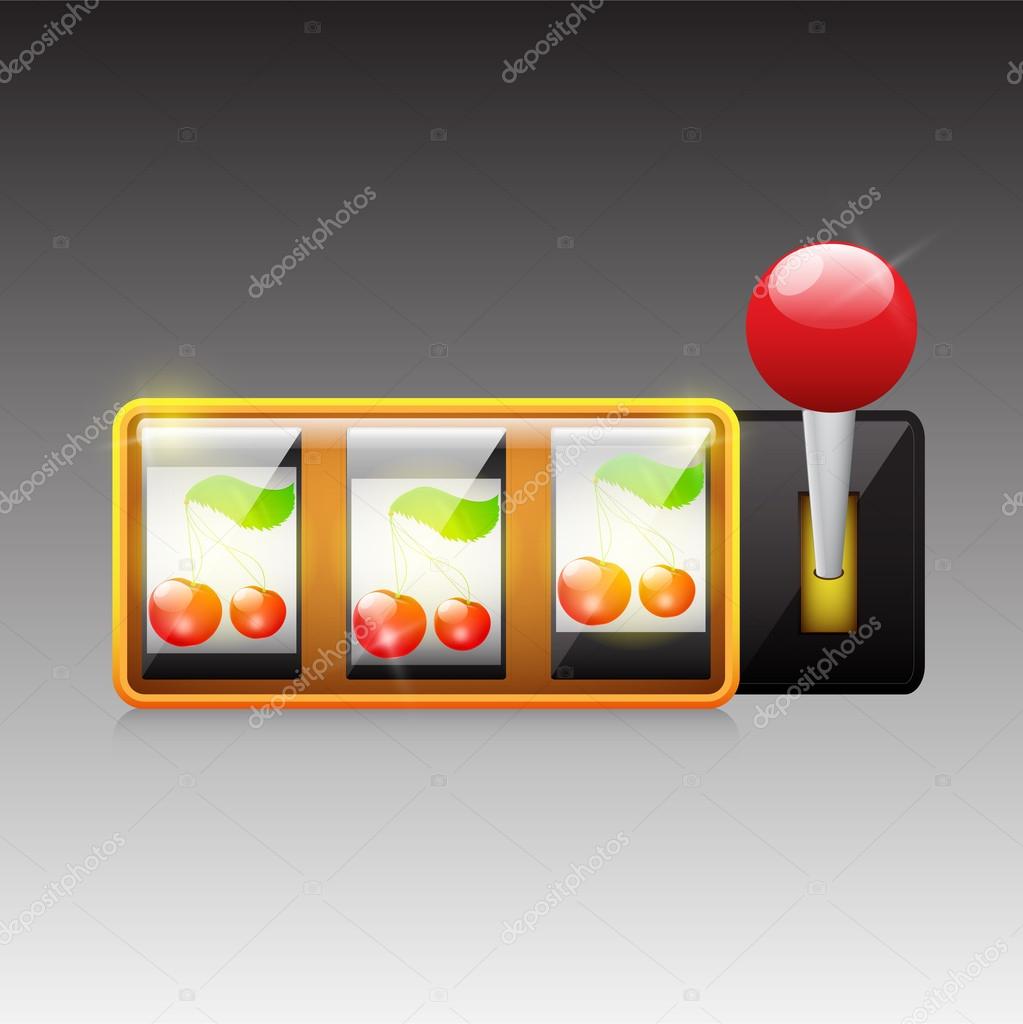 Cherries on slot machine. Vector.