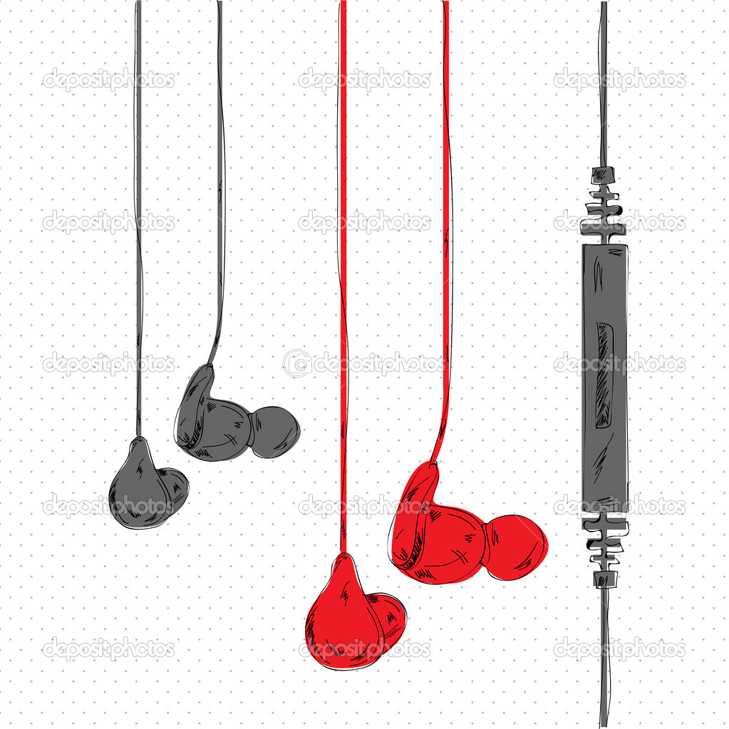 collection of earphones vector illustration