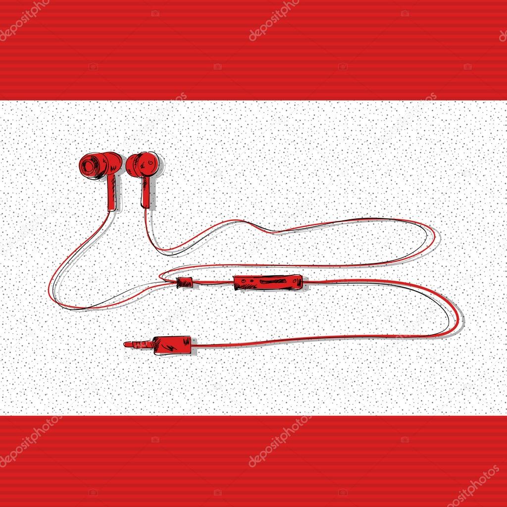 red earphones vector illustration
